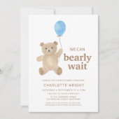 Teddy Bear Boy Baby Shower 招待状 (正面)
