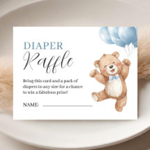 Teddy Bear Boy Baby Shower Diaper Raffle