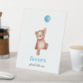Teddy Bear Boy Baby Shower Favors Sign 台座サイン (インサイチュ)