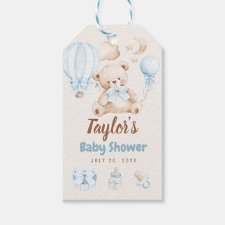 Teddy Bear Boy Baby Shower Gift Tag, Air Ballons ギフトタグ