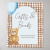 Teddy Bear Boy Baby Shower Gifts And Books Table ポスター (正面)