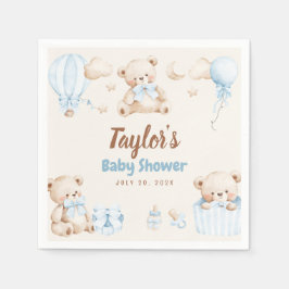 Teddy Bear Boy Baby Shower Paper Napkin スタンダードカクテルナプキン