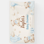 Teddy Bear Boy Baby Shower Welcome Banner Sign 横断幕 (縦)