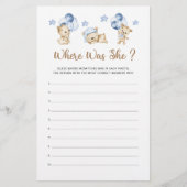 Teddy bear boy baby shower Where Was She (正面)