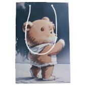 Teddy Bear Boy Bearly Wait赤ちゃんシャワー ミディアムペーパーバッグ (正面)