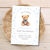 Teddy Bear Boy Birthday Invite, Beary 1st Birthday 招待状
