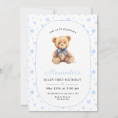 Teddy Bear Boy Birthday Invite, Beary 1st Birthday 招待状 (正面)