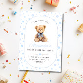 Teddy Bear Boy Birthday Invite, Boys 1st Birthday 招待状