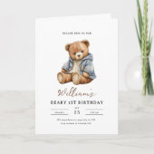 Teddy Bear Boy Birthday Party Beary 1st Birthday 招待状 (正面)