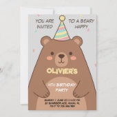 Teddy bear brown any age birthday invitation 招待状 (正面)