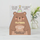 Teddy bear brown any age birthday invitation 招待状 (スタンド正面)