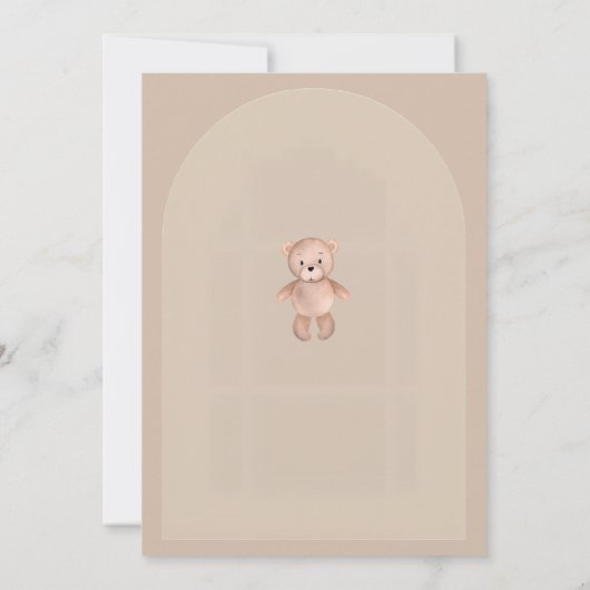 Teddy Bear Brown Baby Shower  招待状 (裏面)
