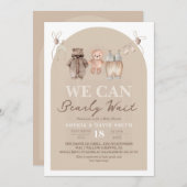 Teddy Bear Brown Baby Shower  招待状 (正面/裏面)