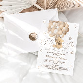 Teddy Bear Brown Neutral Balloons Gender Reveal 招待状