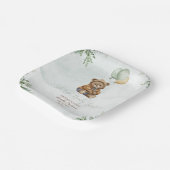 Teddy Bear Brown Sage Green Balloons Baby ペーパープレート (傾斜あり)