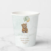 Teddy Bear Brown Sage Green Balloons Baby 紙コップ (正面)