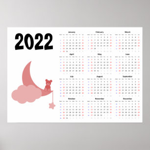 Teddy Bear Calendar 2022ポスター – 日曜日スタート ポスター