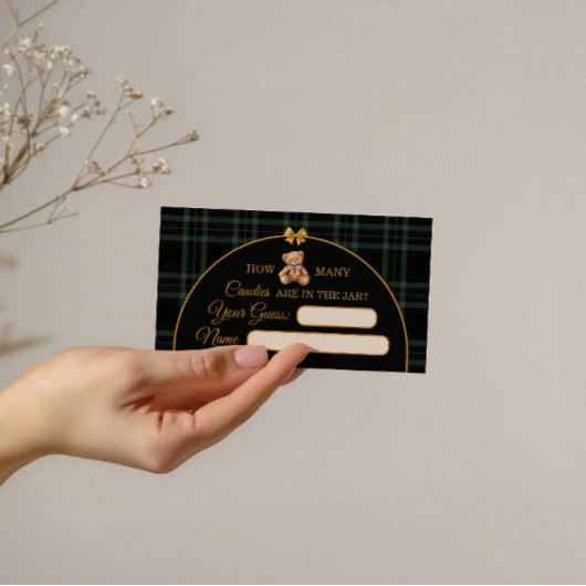 Teddy Bear Candy Guessing Game Ballot Card Green エンクロージャーカード