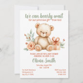 Teddy Bear Christian Baby Shower オールインワンQR 招待状 (正面)