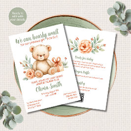 Teddy Bear Christian Baby Shower オールインワンQR 招待状