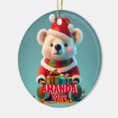 Teddy Bear Christmas パーソナライズされた Kids写真 セラミックオーナメント (左)