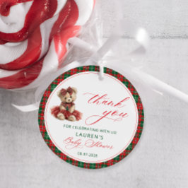 Teddy Bear Christmas Baby Shower Thank You フェイバータグ