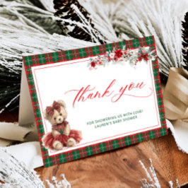 Teddy Bear Christmas Baby Shower Thank You Card サンキューカード