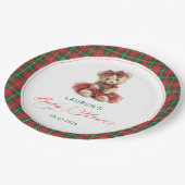 Teddy Bear Christmas Girl Baby Shower  ペーパープレート (アングル)