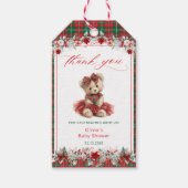 Teddy Bear Christmas Girl Baby Shower Thank You ギフトタグ (正面)