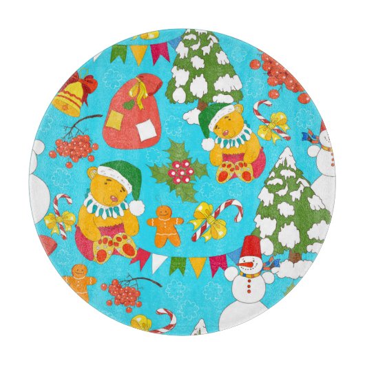 Teddy Bear Christmas: Kid-フレンドリー Pattern. カッティングボード (正面)