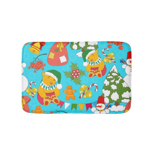 Teddy Bear Christmas: Kid-フレンドリー Pattern. バスマット (正面)