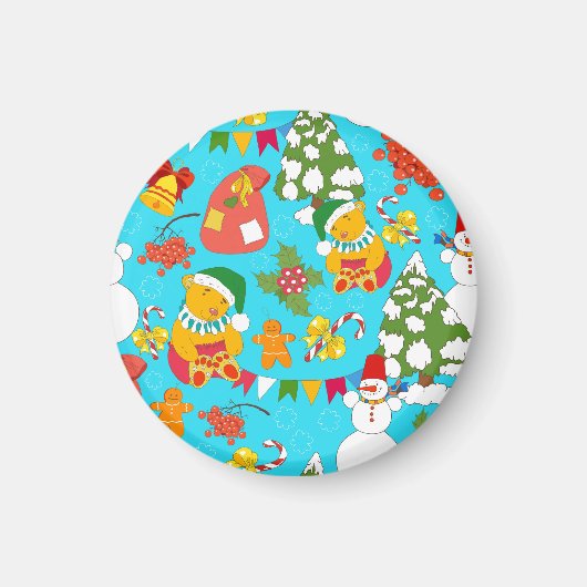 Teddy Bear Christmas: Kid-フレンドリー Pattern. マグネット (正面)