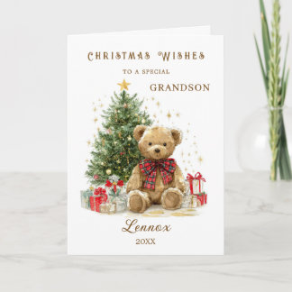 Teddy Bear Christmas Tree Grandson シーズンカード