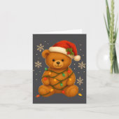 Teddy Bear Christmas Tree Lights Santa Hat For Bea カード (正面)