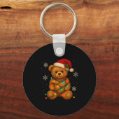 Teddy Bear Christmas Tree Lights Santa Hat For Bea キーホルダー (正面)