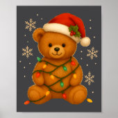 Teddy Bear Christmas Tree Lights Santa Hat For Bea ポスター (正面)