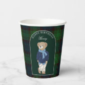 Teddy bear classic plaid birthday party custom 紙コップ (裏面)