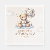 Teddy Bear Cloud – 3rd Birthday Party Decor スタンダードランチョンナプキン (正面)
