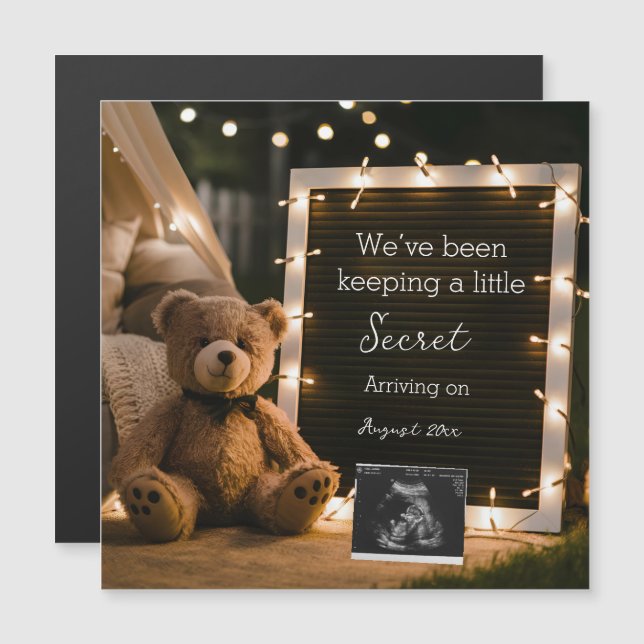 Teddy Bear Cozy Night Pregnancy Announcement  (正面/裏面)