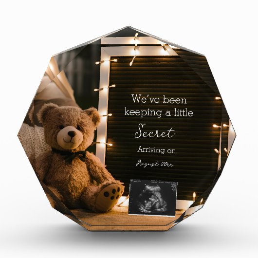 Teddy Bear Cozy Night Pregnancy Announcement gift フォトブロック (正面)
