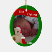 Teddy Bear Custom First Christmas Ornament セラミックオーナメント (右)