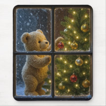 Teddy Bear Decorating a Christmas Tree