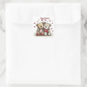 Teddy Bear Duo with Heart Accents Envelope Seals スクエアシール (バッグ)