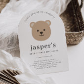 Teddy Bear Face Arched First Birthday 招待状