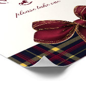 Teddy Bear Favors Red Gold Bow Plaid ポスター (角)