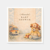 Teddy Bear Firefighter Baby Shower スタンダードカクテルナプキン (正面)