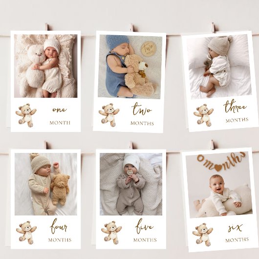 Teddy Bear First Anniversary Photo Banner Card シーズンカード