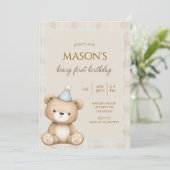 Teddy Bear First Birthday Invitation, Beary First 招待状 (スタンド正面)