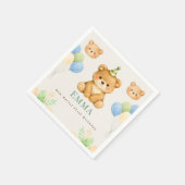 Teddy Bear First Birthday Paper Napkin スタンダードカクテルナプキン (角)