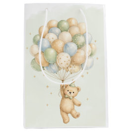 Teddy Bear First Birthday Party Favor Bags ミディアムペーパーバッグ